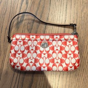 Coach Pink and White Wristlet